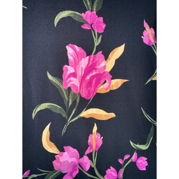 Susan Graver Floral Print Button Front Dress‎ Jacket Cardigan Black Stretch XS - Picture 5 of 7